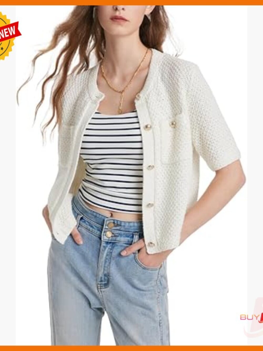 Summer Cropped Cardigan Knitted Blouse Short Sleeve Button Up Open Front
